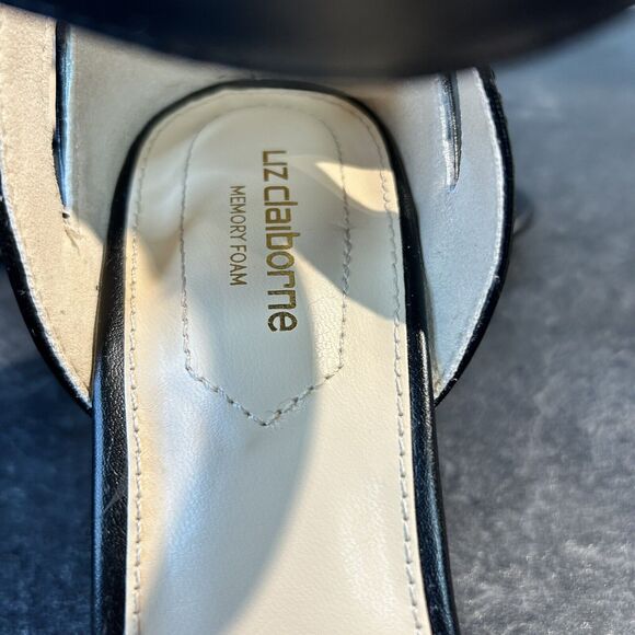 Liz Claiborne Memory Foam Octavia Womens Black Zip Up Wedge Slip On Heels Sz 8.5 - Picture 8 of 11
